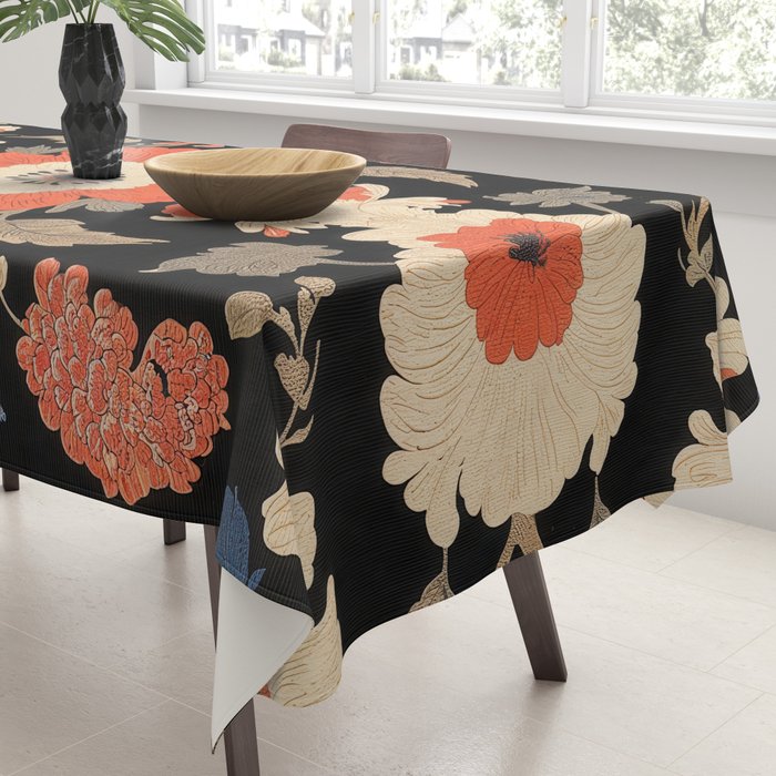 Floral Symphony of Elegance Stitch Pattern Tablecloth Gallery Image 3