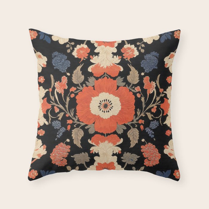 Floral Symphony of Elegance Stitch Pattern Throw Pillow Gallery Image 6