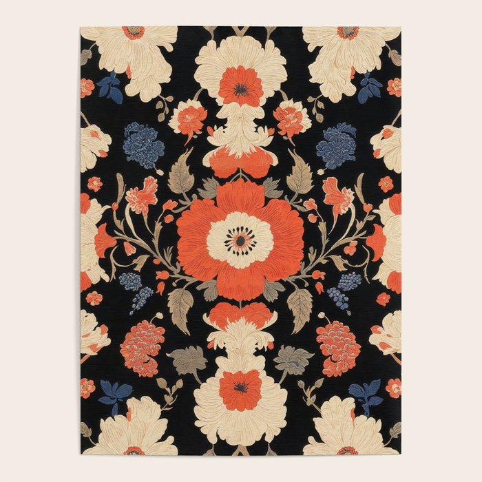Floral Symphony of Elegance Stitch Pattern Poster Gallery Image 1