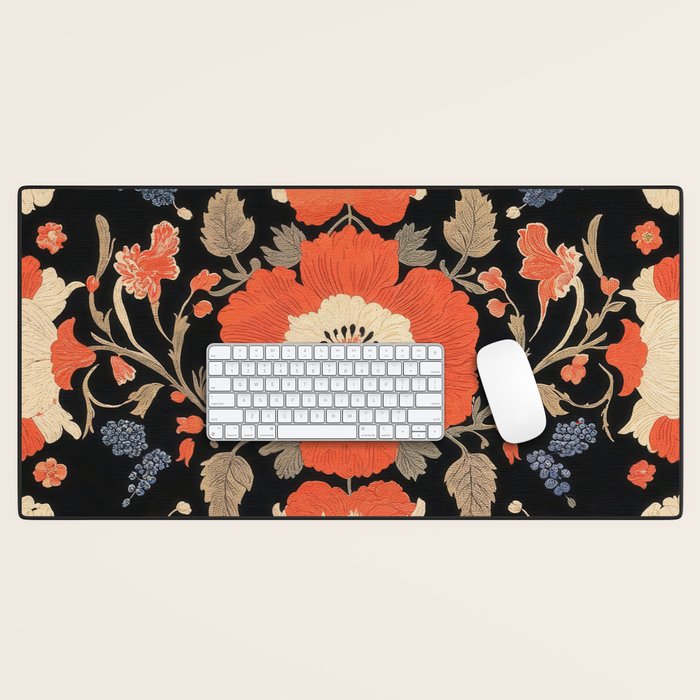 Floral Symphony of Elegance Stitch Pattern Desk Mat Gallery Image 1