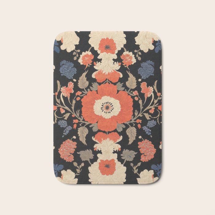 Floral Symphony of Elegance Stitch Pattern Bath Mat Gallery Image 1