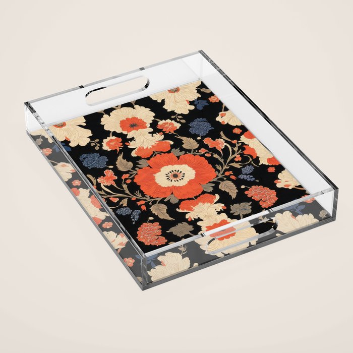 Floral Symphony of Elegance Stitch Pattern Acrylic Tray Gallery Image 1