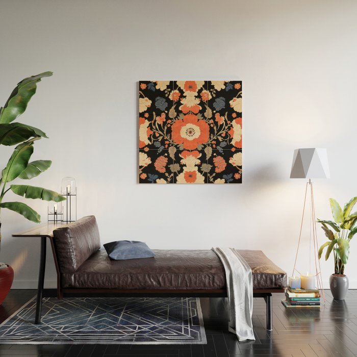 Floral Symphony of Elegance Stitch Pattern Wood Wall Art Gallery Image 2
