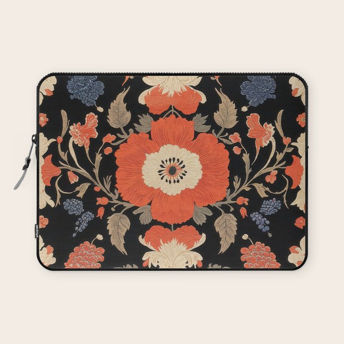 Floral Symphony of Elegance Stitch Pattern Laptop Sleeve Gallery Image 1