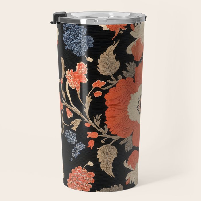 Floral Symphony of Elegance Stitch Pattern Travel Mug Gallery Image 3