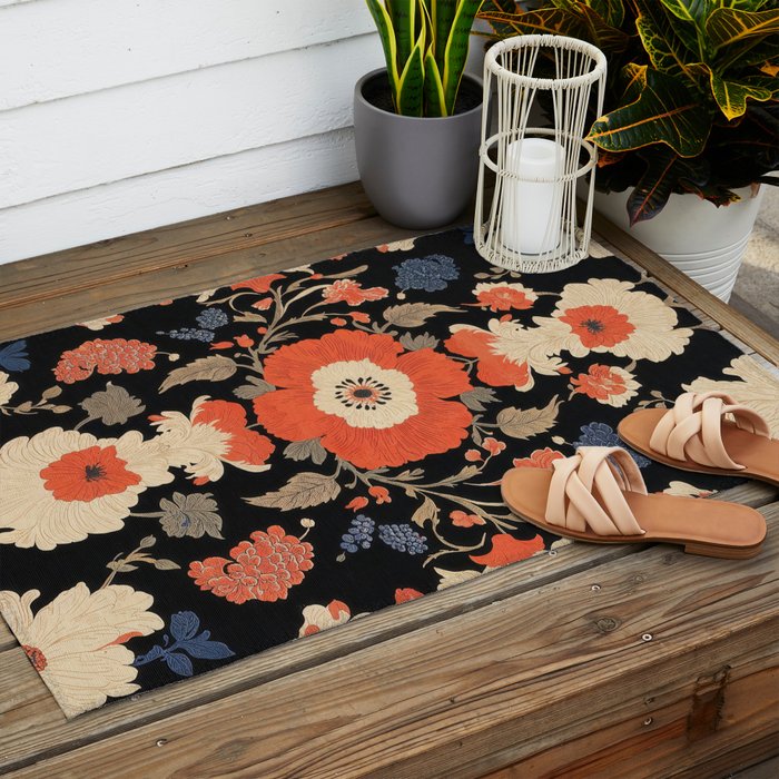 Floral Symphony of Elegance Stitch Pattern Outdoor Rug Gallery Image 2