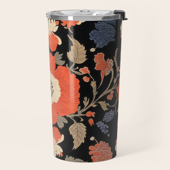 Floral Symphony of Elegance Stitch Pattern Travel Mug Gallery Image 2