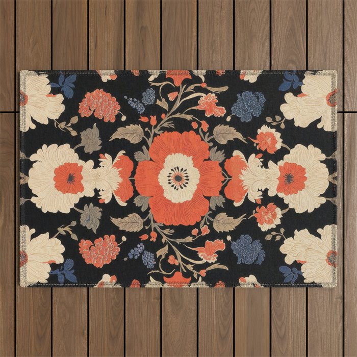 Floral Symphony of Elegance Stitch Pattern Outdoor Rug Gallery Image 1