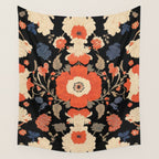 Floral Symphony of Elegance Stitch Pattern Wall Tapestry Gallery Image 4