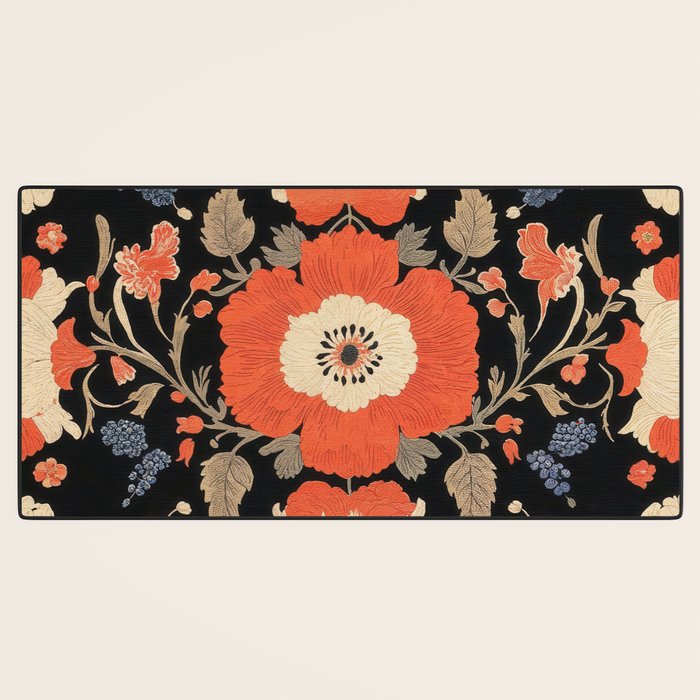 Floral Symphony of Elegance Stitch Pattern Desk Mat Gallery Image 3
