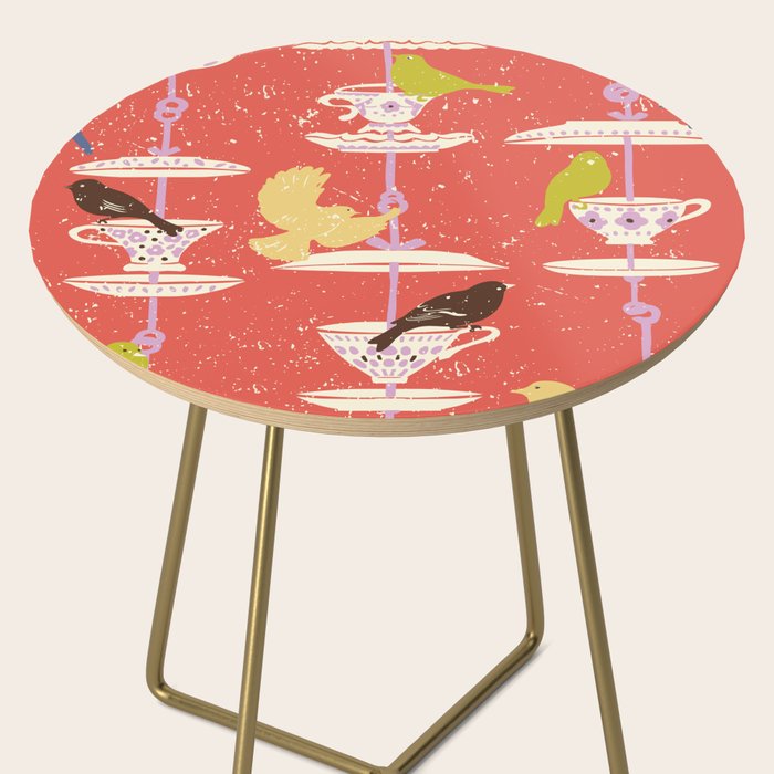 Garden Bird feeding happy red Side Table Gallery Image 2