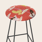 Garden Bird feeding happy red Stool Gallery Image 2