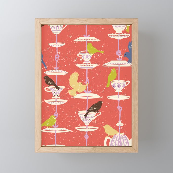 Garden Bird feeding happy red Mini Art Print Gallery Image 1