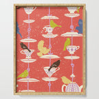 Garden Bird feeding happy red Serving Tray Gallery Image 1