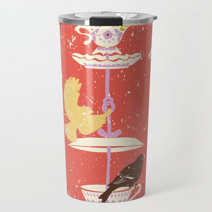 Garden Bird feeding happy red Travel Mug Gallery Image 1