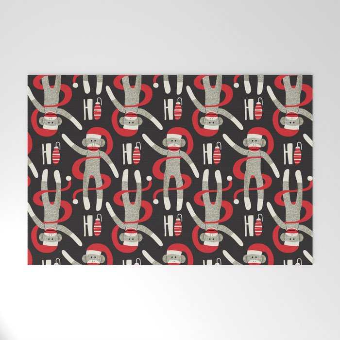 Sock Monkey Santa Welcome Mat Gallery Image 1