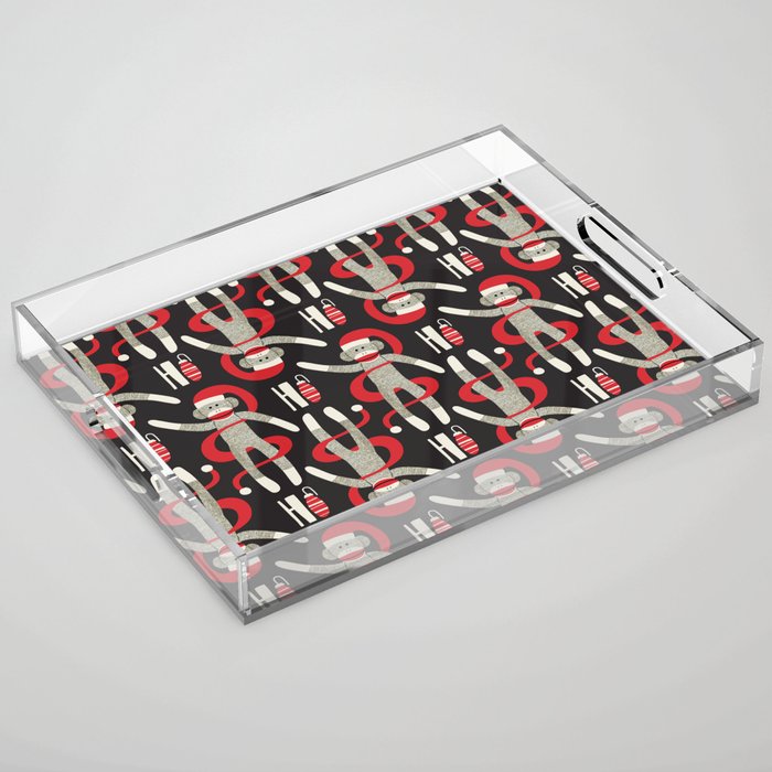 Sock Monkey Santa Acrylic Tray Gallery Image 1