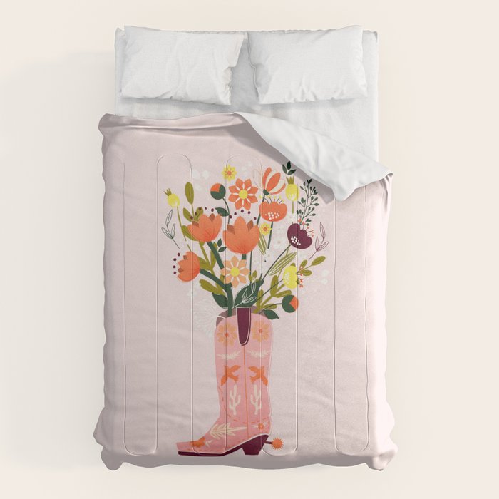 Pink Cowboy Boot and Wild Flower Bouquet Comforter Gallery Image 6