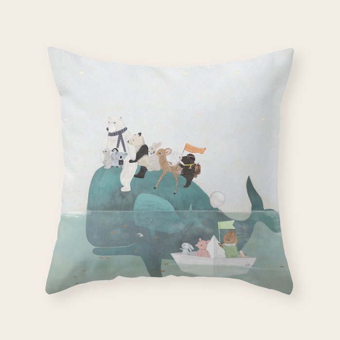 little little whale Throw Pillow Gallery Image 1