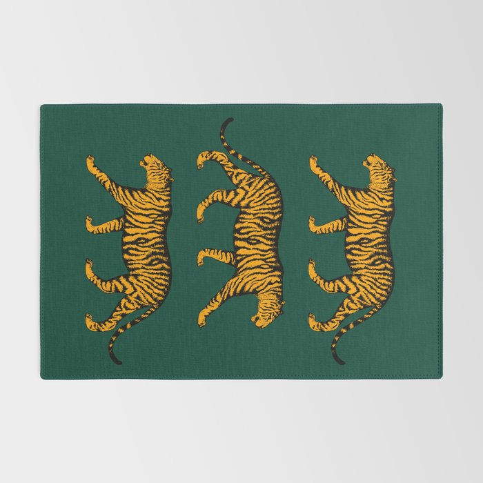 Tigers (Dark Green and Marigold) Rug Gallery Image 2