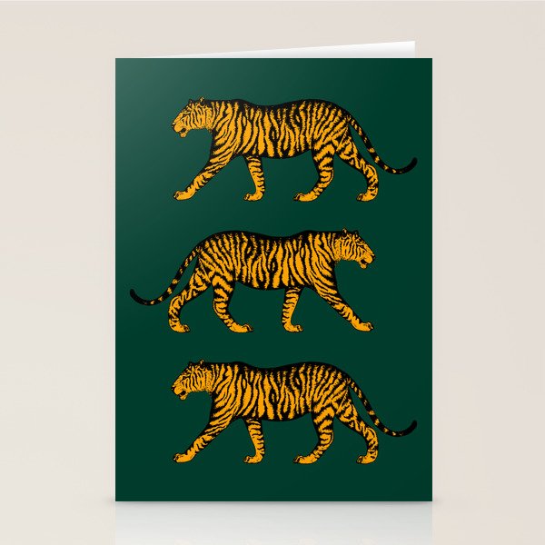 Tigers (Dark Green and Marigold) Stationery Card Gallery Image 1
