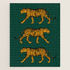 Tigers (Dark Green and Marigold) Jigsaw Puzzle Gallery Image 1