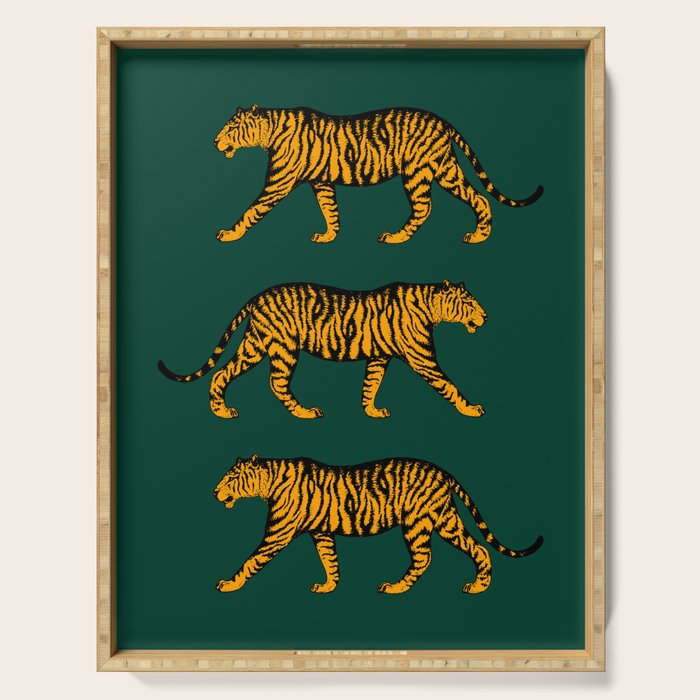 Tigers (Dark Green and Marigold) Serving Tray Gallery Image 1