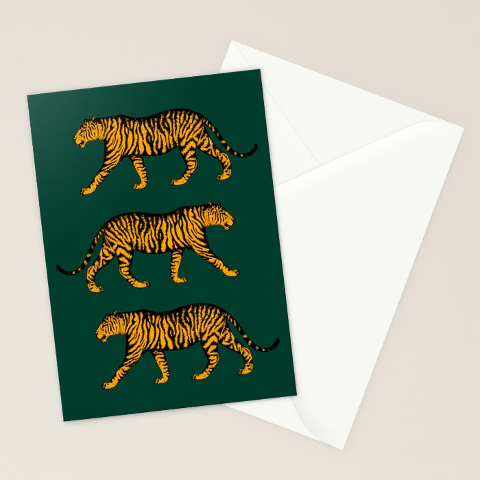 Tigers (Dark Green and Marigold) Stationery Card Gallery Image 2