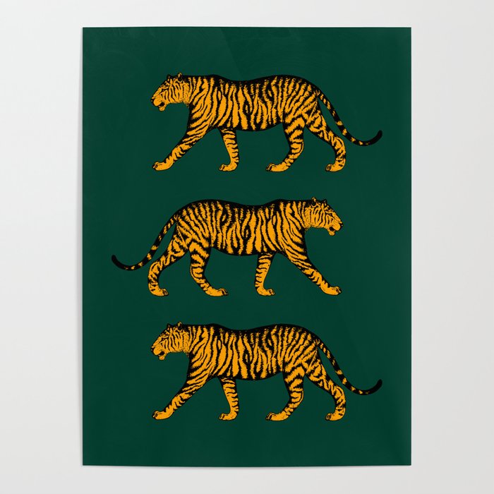 Tigers (Dark Green and Marigold) Poster Gallery Image 4