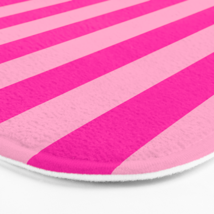 Pink Stripes Preppy Modern Bath Mat Gallery Image 3