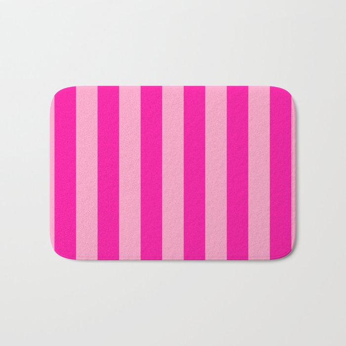 Pink Stripes Preppy Modern Bath Mat Gallery Image 1