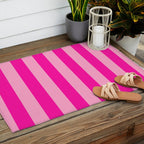 Pink Stripes Preppy Modern Outdoor Rug Gallery Image 2