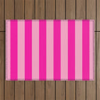 Pink Stripes Preppy Modern Outdoor Rug Gallery Image 1