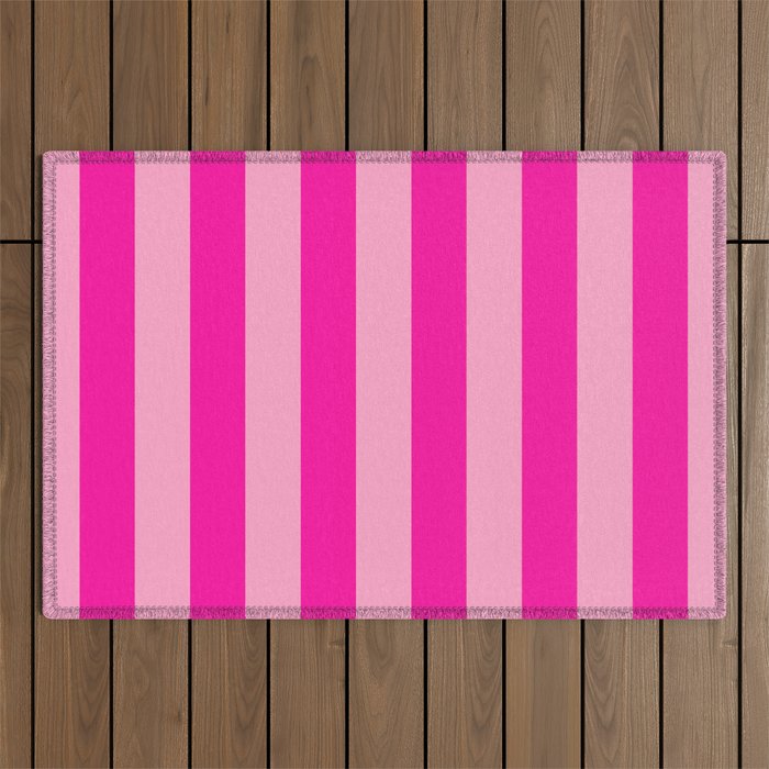 Pink Stripes Preppy Modern Outdoor Rug Gallery Image 1
