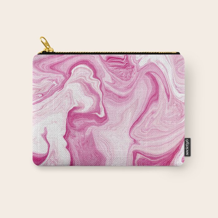 Pink Tones White Liquid Painting Swirl Carry All Pouch Gallery Image 1