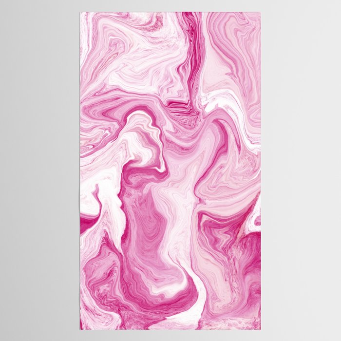 Pink Tones White Liquid Painting Swirl Tablecloth Gallery Image 2