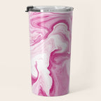 Pink Tones White Liquid Painting Swirl Travel Mug Gallery Image 3