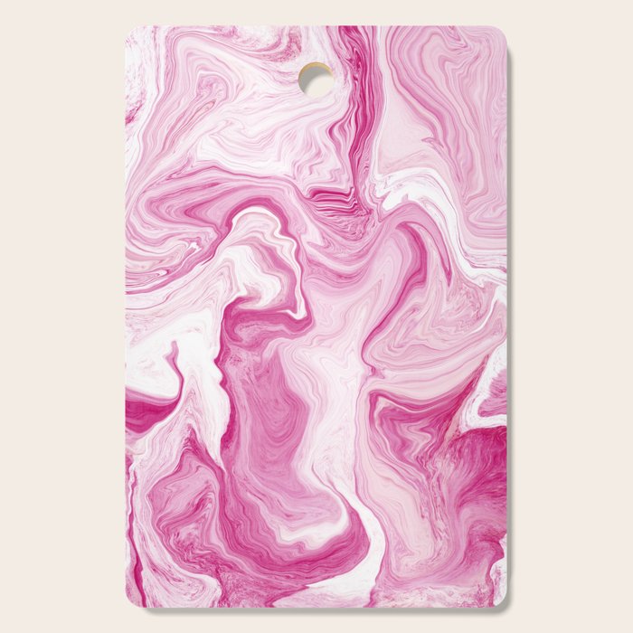 Pink Tones White Liquid Painting Swirl Cutting Board Gallery Image 1
