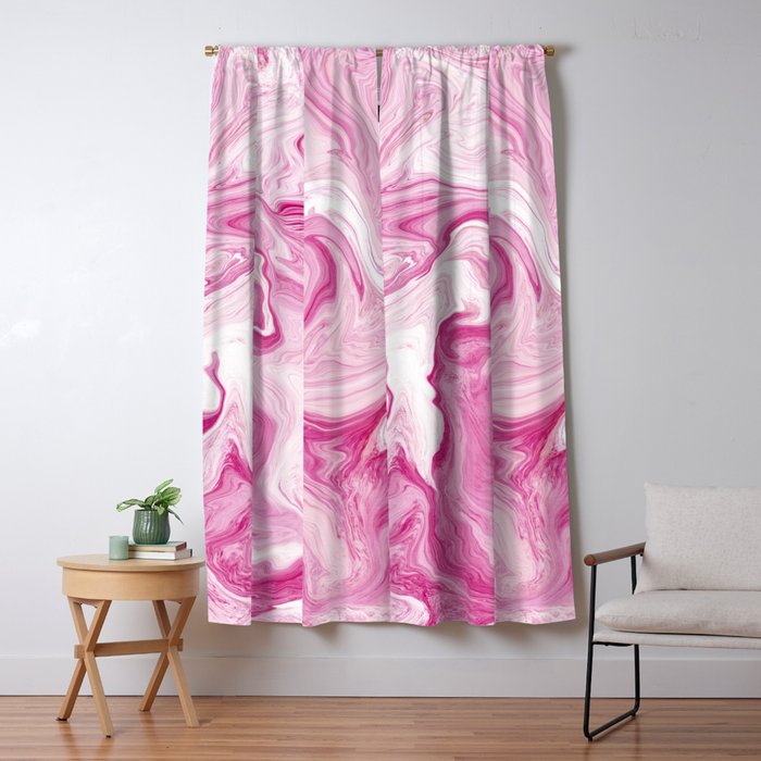 Pink Tones White Liquid Painting Swirl Window Curtain Gallery Image 5