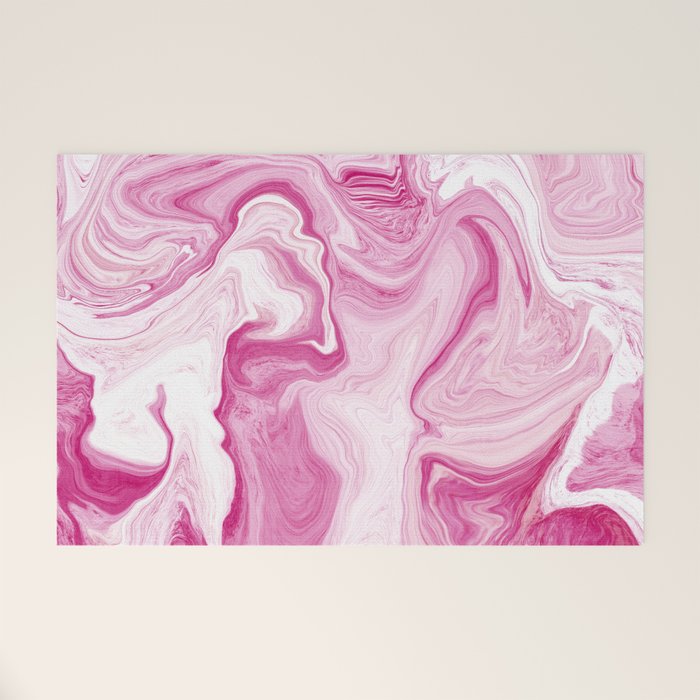 Pink Tones White Liquid Painting Swirl Welcome Mat Gallery Image 1
