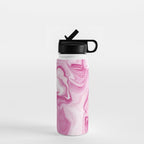 Pink Tones White Liquid Painting Swirl Water Bottle Gallery Image 1