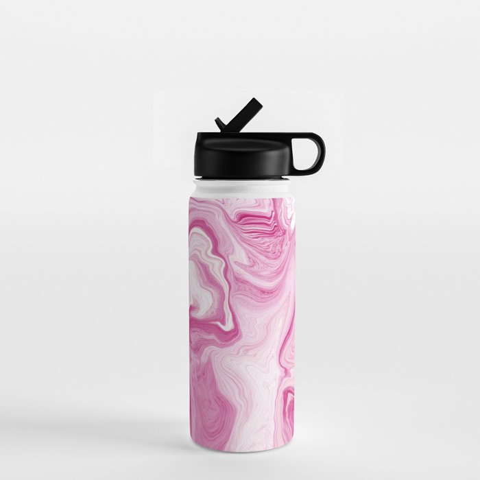 Pink Tones White Liquid Painting Swirl Water Bottle Gallery Image 1