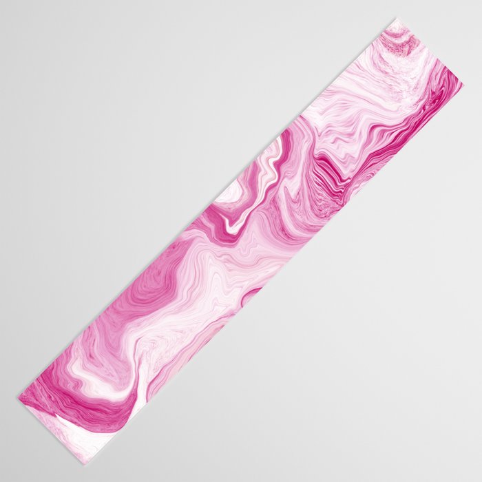 Pink Tones White Liquid Painting Swirl Table Runner Gallery Image 3