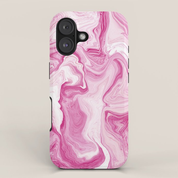 Pink Tones White Liquid Painting Swirl iPhone Case Gallery Image 1