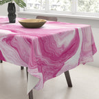 Pink Tones White Liquid Painting Swirl Tablecloth Gallery Image 3