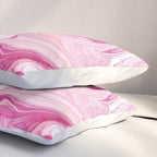 Pink Tones White Liquid Painting Swirl Pillow Sham Gallery Image 3