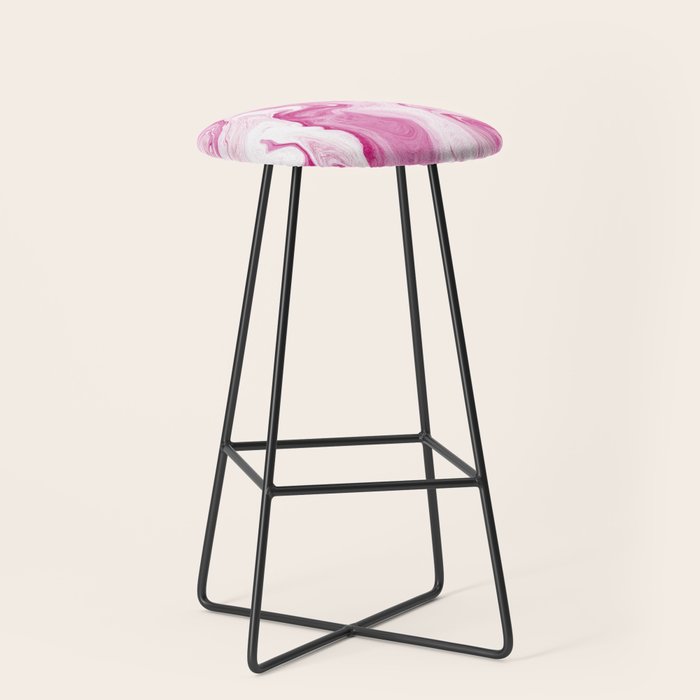 Pink Tones White Liquid Painting Swirl Stool Gallery Image 1