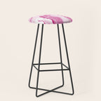 Pink Tones White Liquid Painting Swirl Stool Gallery Image 1