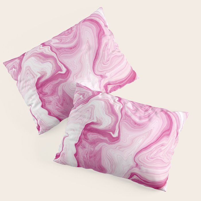 Pink Tones White Liquid Painting Swirl Pillow Sham Gallery Image 3