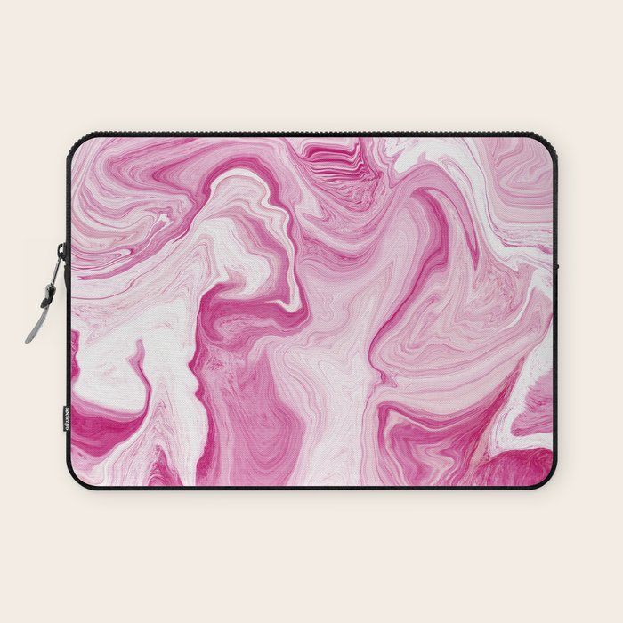 Pink Tones White Liquid Painting Swirl Laptop Sleeve Gallery Image 1